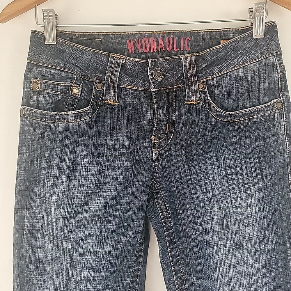 Hydraulic Women's Capri Jeans Blue Size 7/8 Thick Stitch Cropped Low Rise Denim